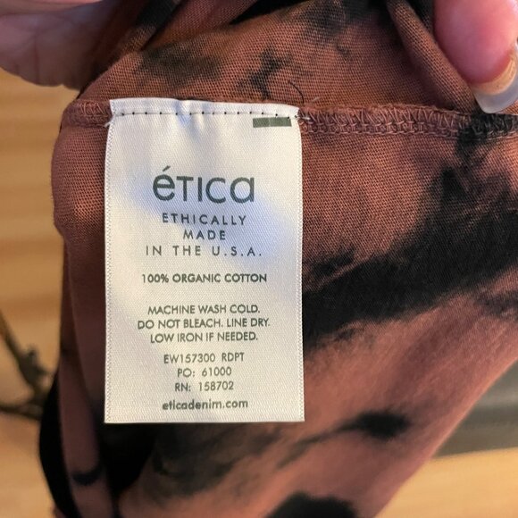 Ética Tie-Dye Sleeveless Orange & Black Tank Top M 100% Organic Cotton Ethically - Picture 6 of 6
